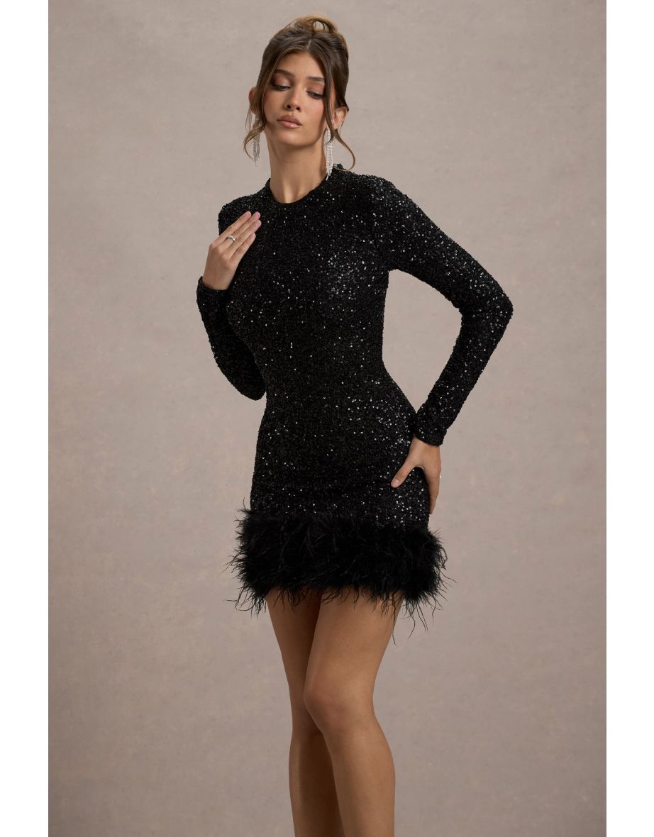 Amelia™ - Modern Sequins Feather Mini Dress