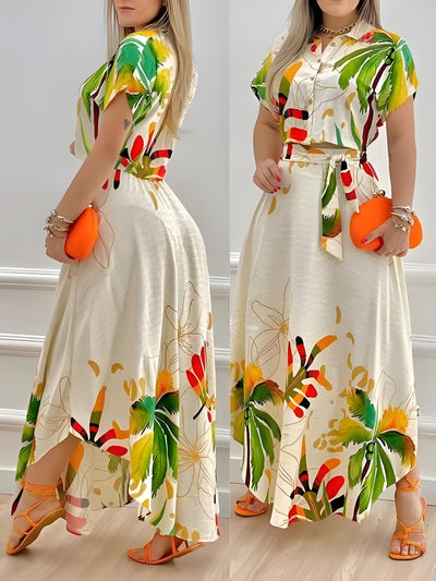 Aubrey™ - Stylish Tropical Print Dress Set