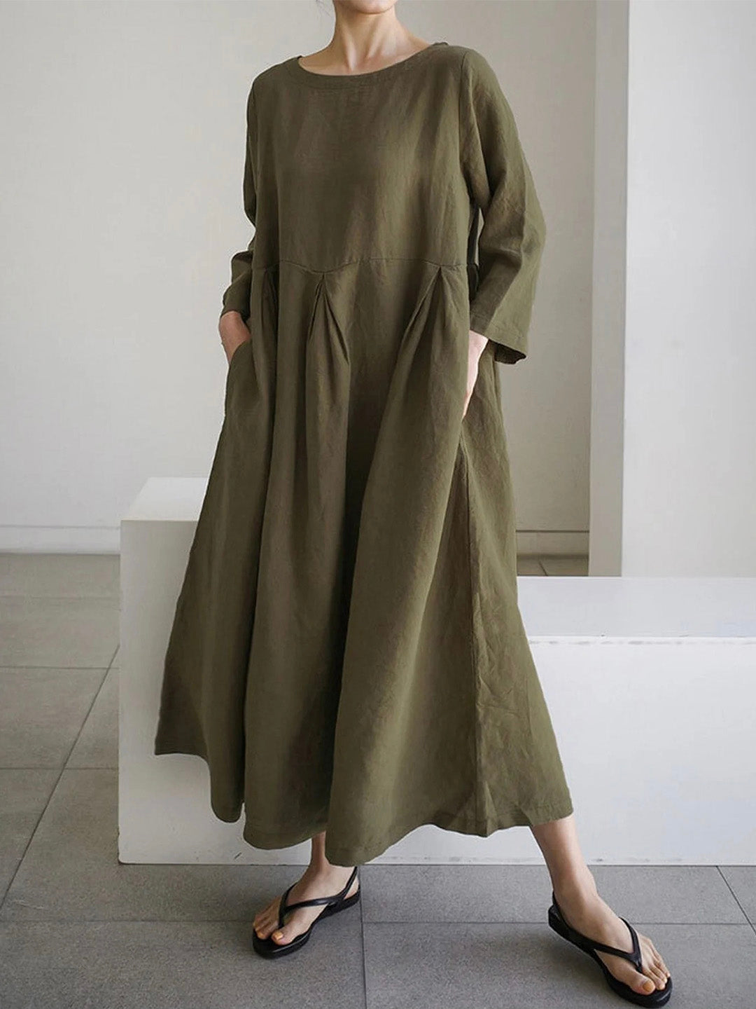 Luna™ - Loose Linen Dresses with Side Pockets