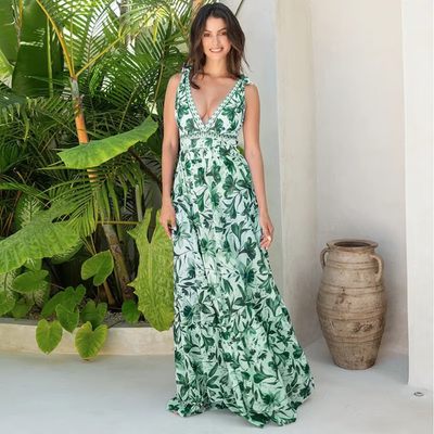 Olivia™ - Stylish V Neck Floral One-Piece Swimsuit Set